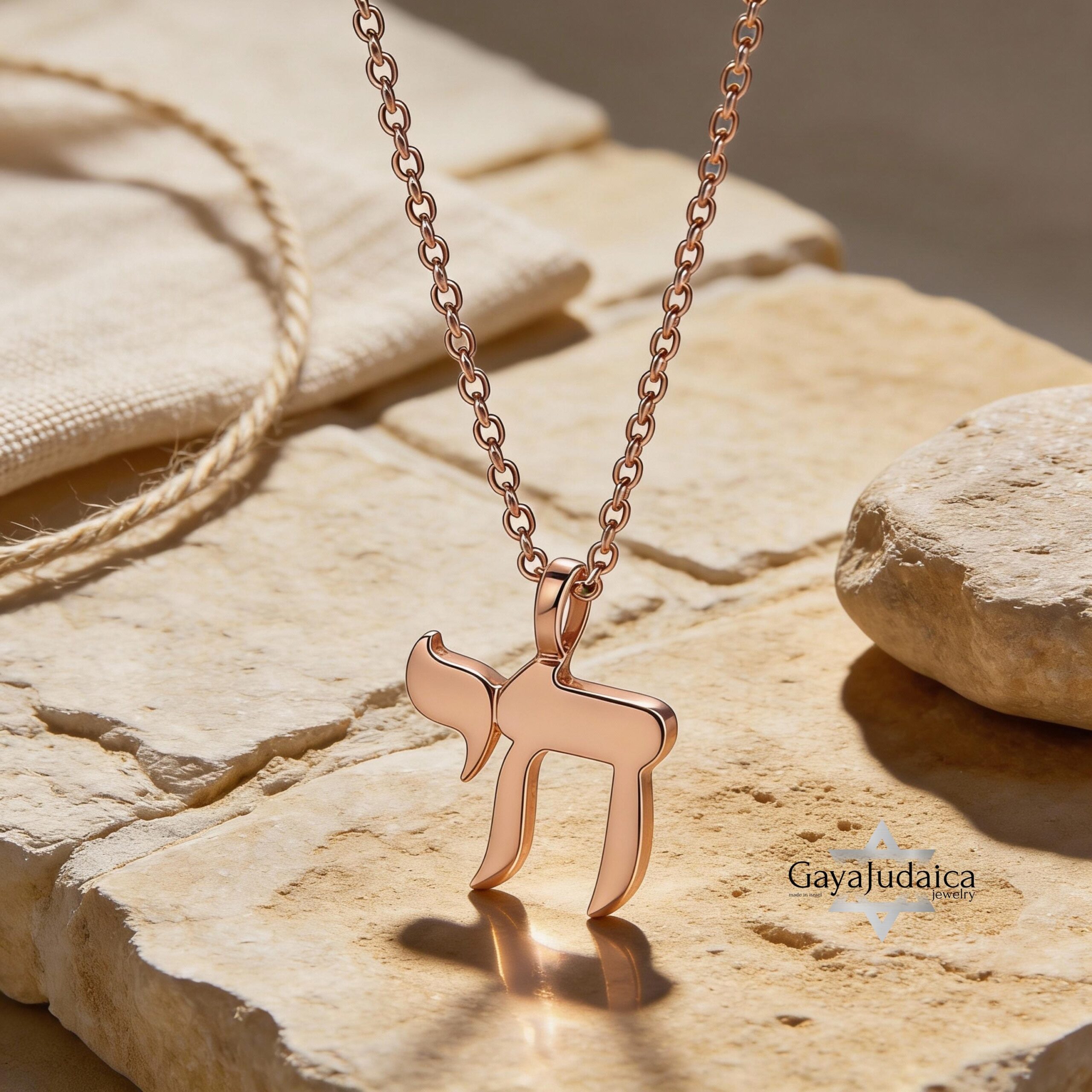 Hebrew Chai Necklace — Sterling Silver Judaica Jewelry, Israeli Gift Hebrew Chai Necklace — Sterling Silver Judaica Jewelry, Israeli Gift