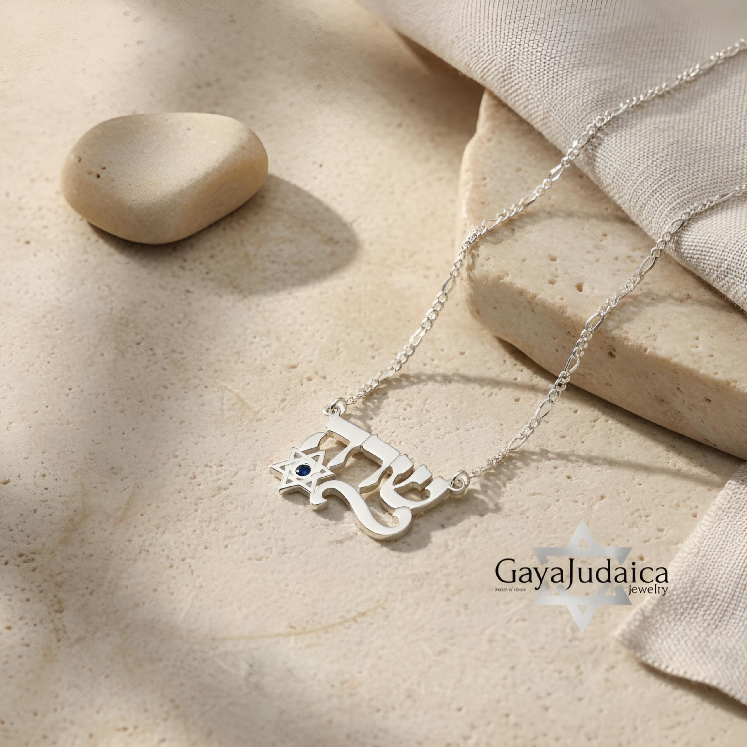 Hebrew Name Necklace with Star of David & Birthstone Zircon Hebrew Name Necklace with Star of David & Birthstone Zircon