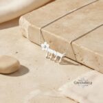 Personalized Hebrew Name Flower Necklace — Birthstone Zircon Pendant