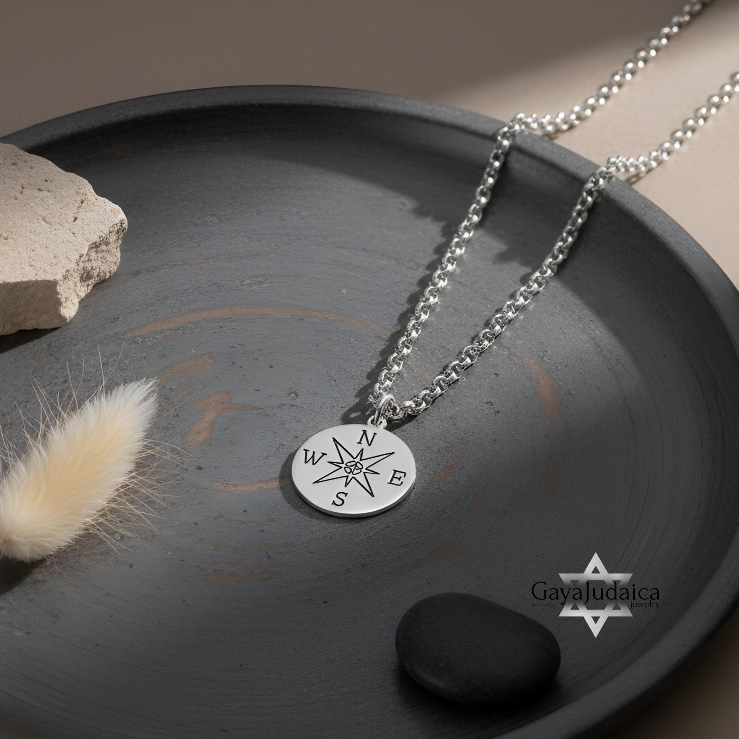 Engraved Compass Necklace — Personalized Travel Gift Engraved Compass Necklace — Personalized Travel Gift