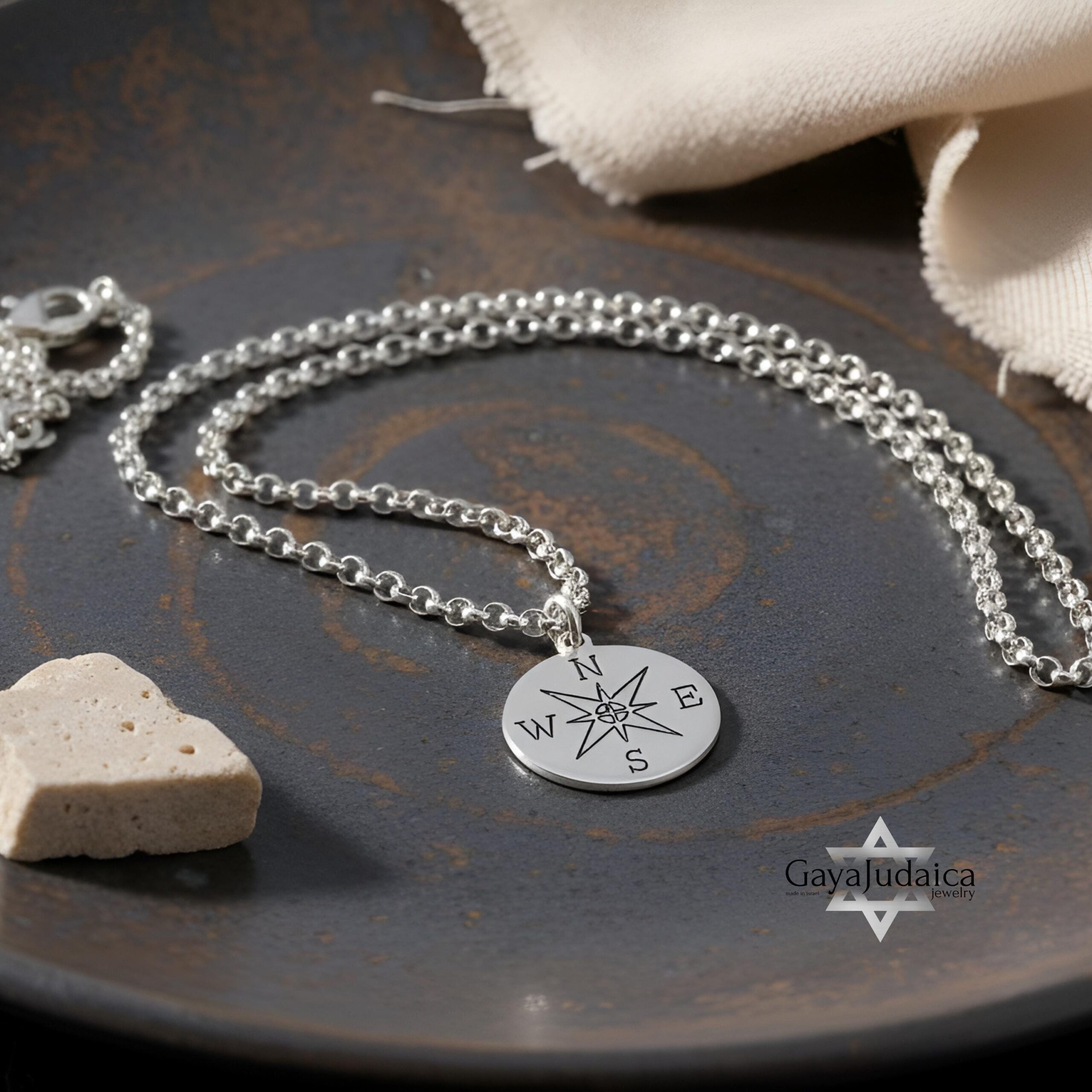 Engraved Compass Necklace — Personalized Travel Gift Engraved Compass Necklace — Personalized Travel Gift