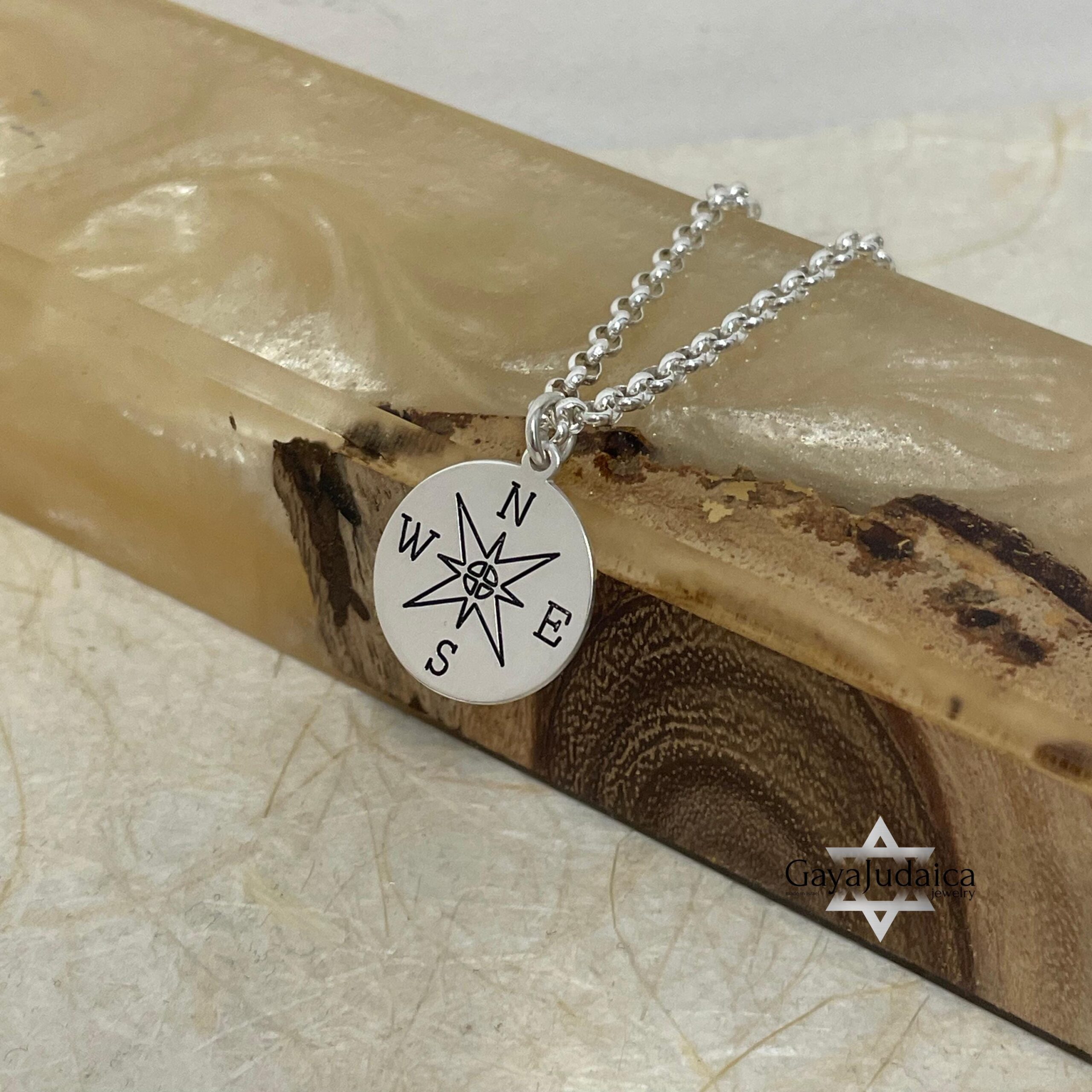 Engraved Compass Necklace — Personalized Travel Gift Engraved Compass Necklace — Personalized Travel Gift