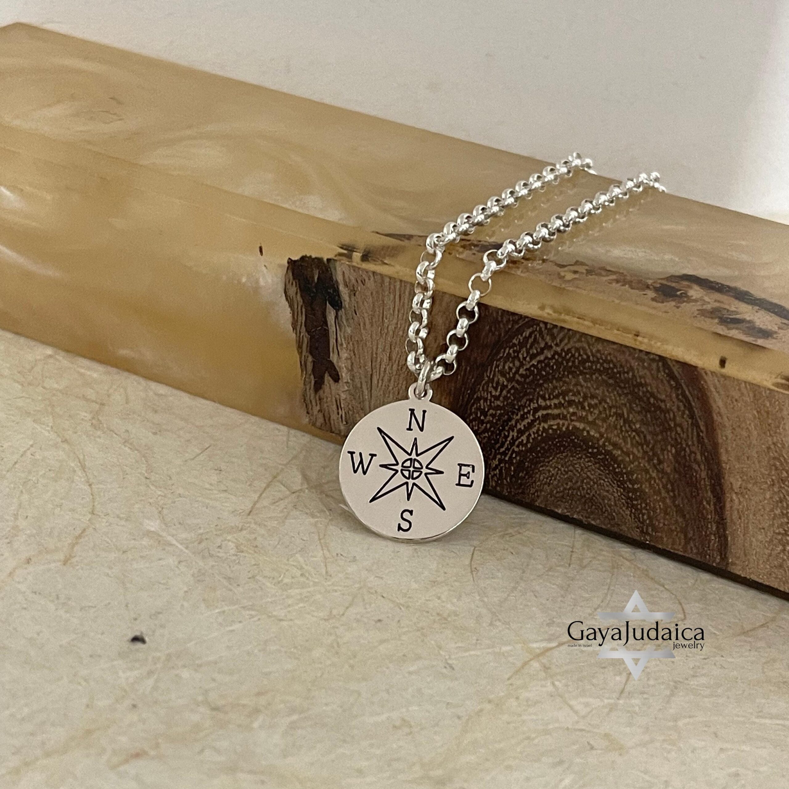 Engraved Compass Necklace — Personalized Travel Gift Engraved Compass Necklace — Personalized Travel Gift