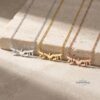 Custom Hebrew Two-Name Necklace with Dove — view 6