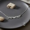 Custom Hebrew Two-Name Necklace with Dove — view 13