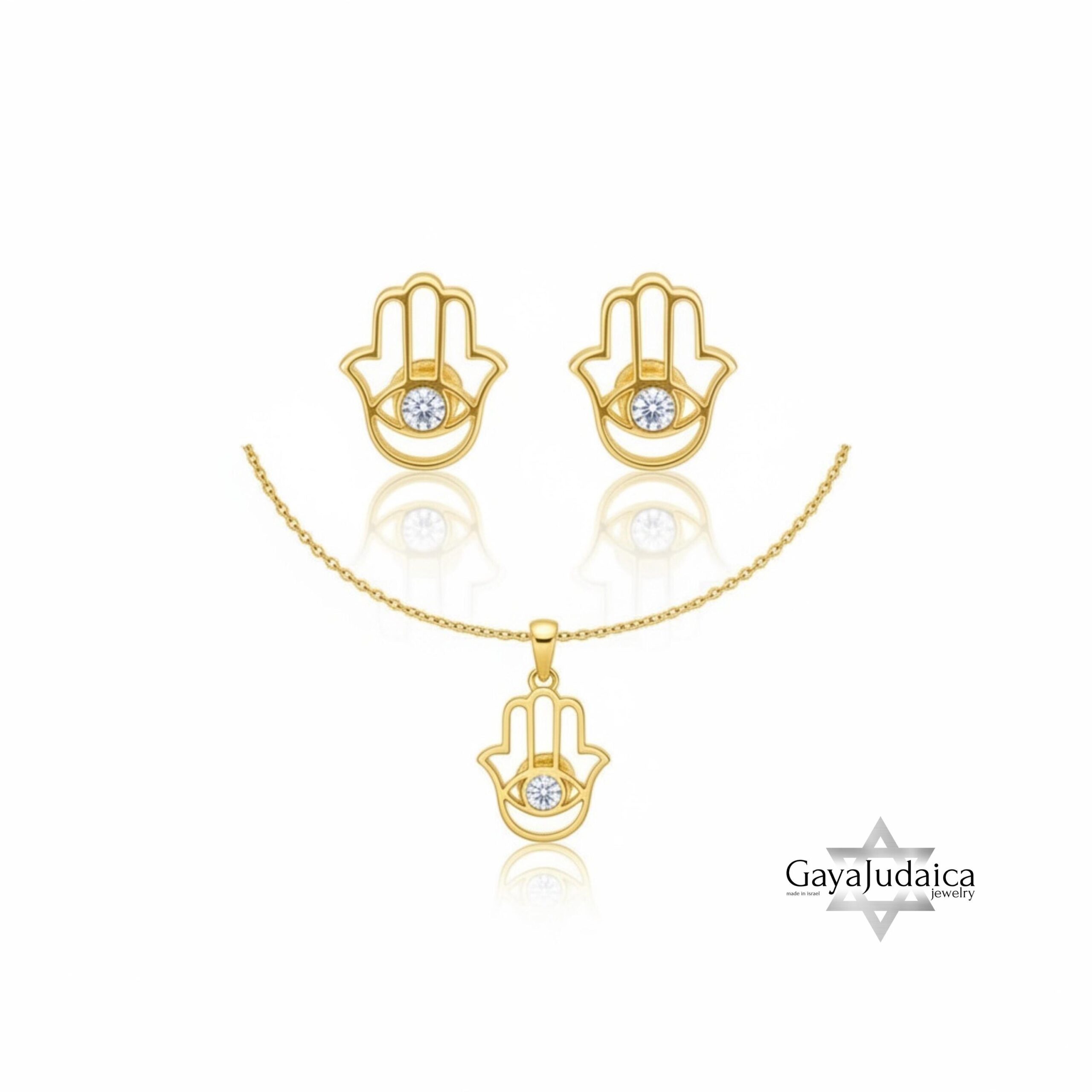 Hamsa Necklace and Earrings Set — Sterling Silver Evil Eye Protection Jewelry Hamsa Necklace and Earrings Set — Sterling Silver Evil Eye Protection Jewelry