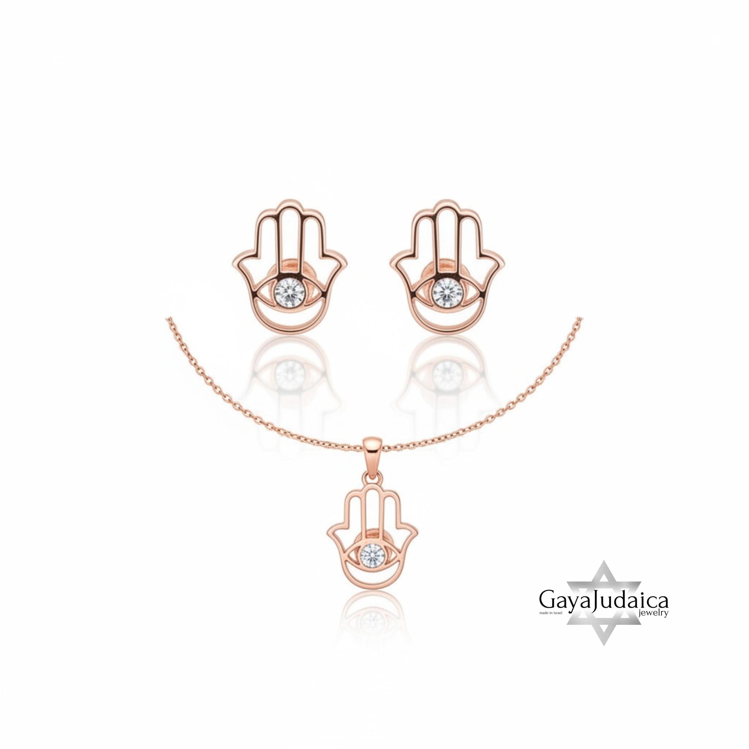 Hamsa Necklace and Earrings Set — Sterling Silver Evil Eye Protection Jewelry Hamsa Necklace and Earrings Set — Sterling Silver Evil Eye Protection Jewelry