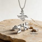 Hebrew Letter Earrings and Necklace Set — Sterling Silver Personalized Jewish Jewelry