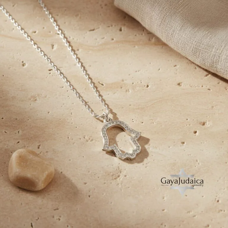 Hamsa Necklace with Zirconia — view 1