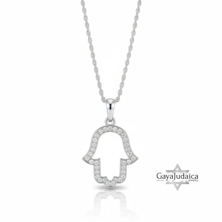 Hamsa Necklace with Zirconia — view 2