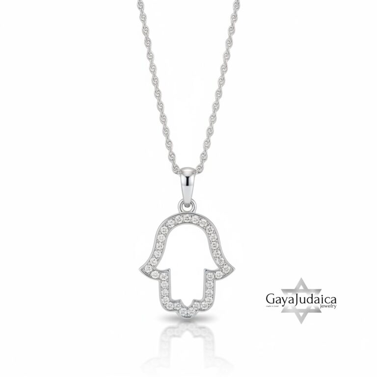 Hamsa Necklace with Zirconia — view 2