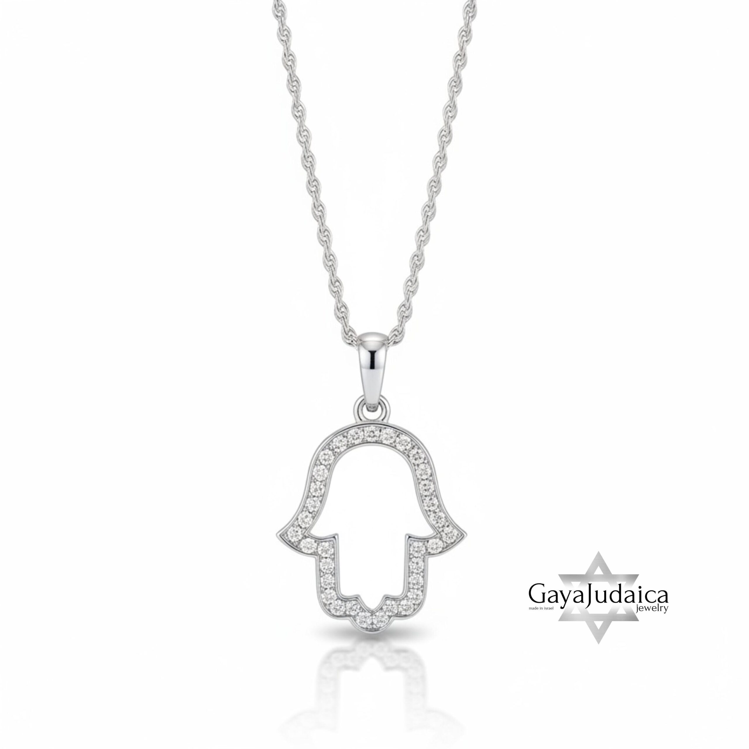 Hamsa Necklace with Zirconia — Israeli Protection Pendant Hamsa Necklace with Zirconia — Israeli Protection Pendant