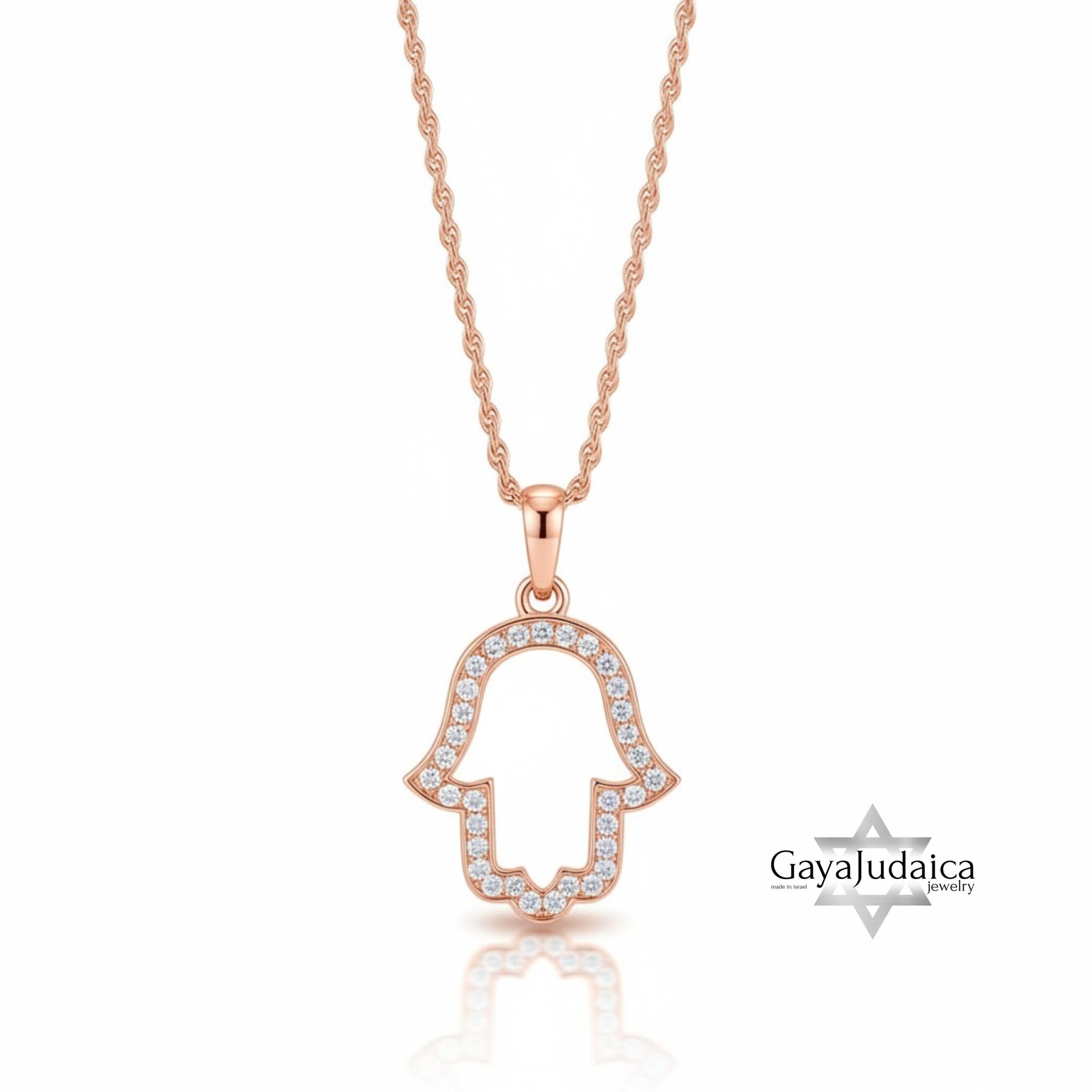 Hamsa Necklace with Zirconia — Israeli Protection Pendant Hamsa Necklace with Zirconia — Israeli Protection Pendant