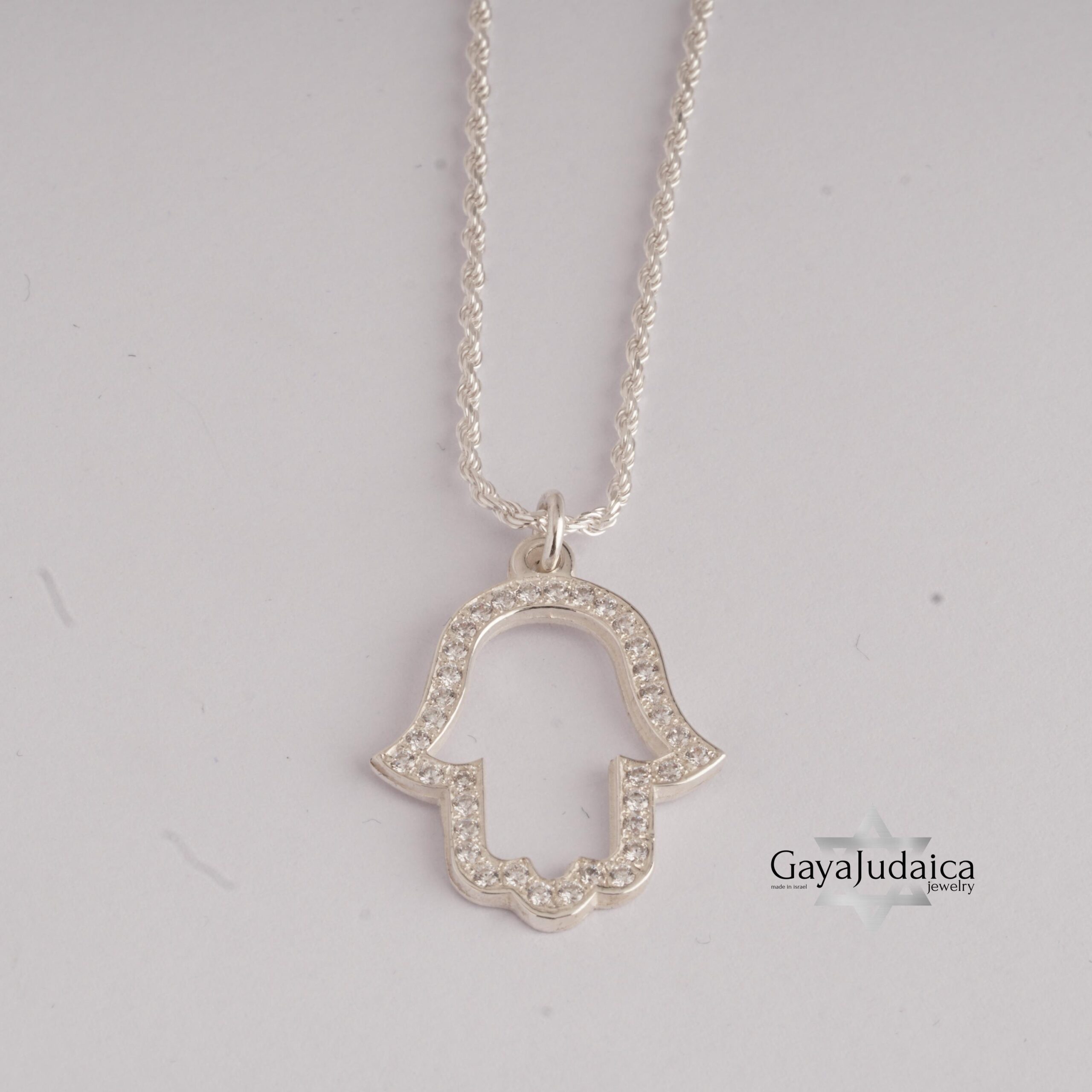 Hamsa Necklace with Zirconia — Israeli Protection Pendant Hamsa Necklace with Zirconia — Israeli Protection Pendant