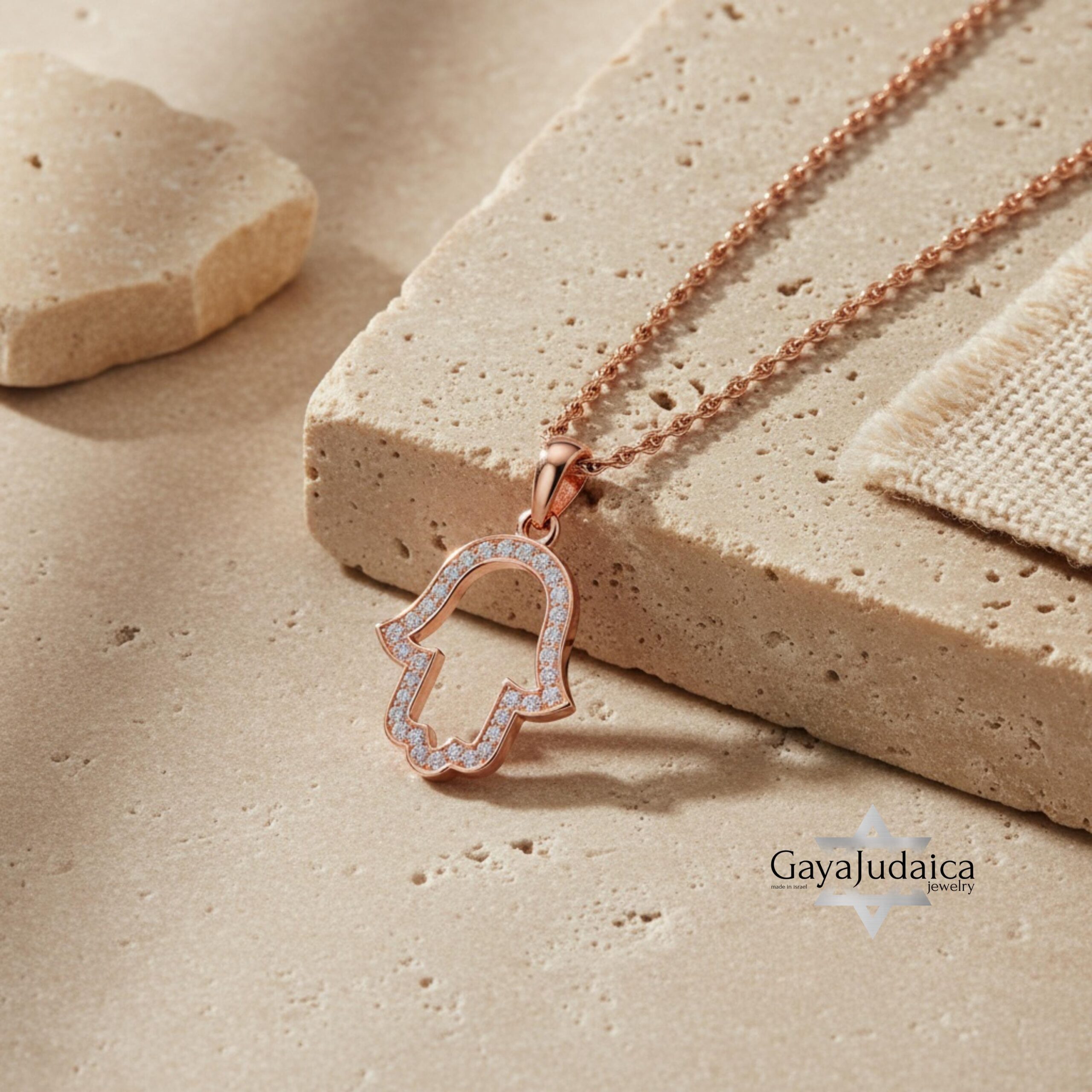 Hamsa Necklace with Zirconia — Israeli Protection Pendant Hamsa Necklace with Zirconia — Israeli Protection Pendant