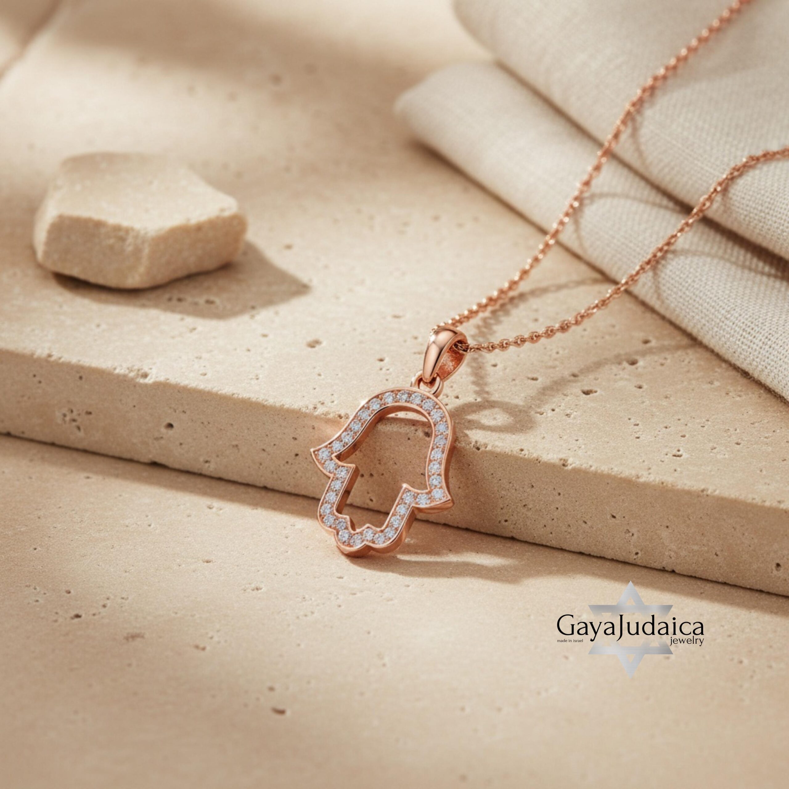 Hamsa Necklace with Zirconia — Israeli Protection Pendant Hamsa Necklace with Zirconia — Israeli Protection Pendant