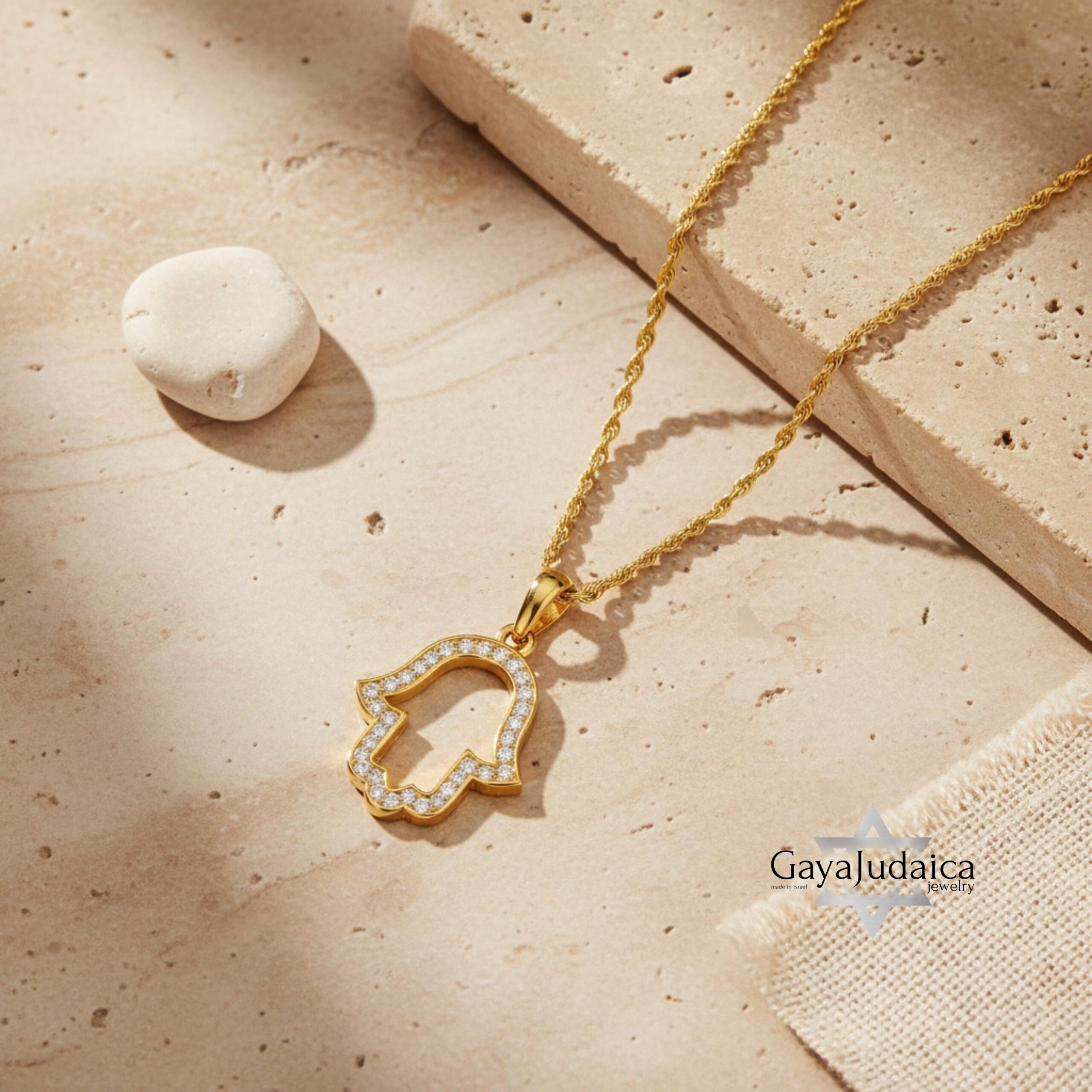 Hamsa Necklace with Zirconia — Israeli Protection Pendant Hamsa Necklace with Zirconia — Israeli Protection Pendant