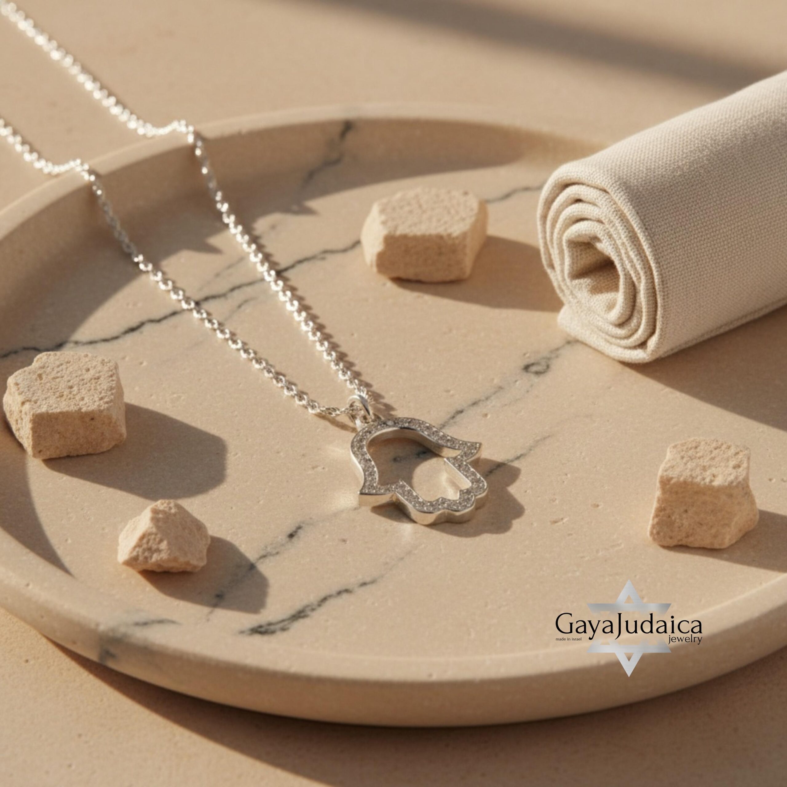 Hamsa Necklace with Zirconia — Israeli Protection Pendant Hamsa Necklace with Zirconia — Israeli Protection Pendant