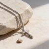 3D Cross Pendant Necklace Stainless Steel — main photo, handmade in Israel