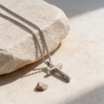 3D Cross Pendant Necklace — Engraved Tag, Stainless Steel Jewelry