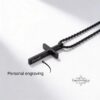 3D Cross Pendant Necklace Stainless Steel — alternate angle, handmade in Israel