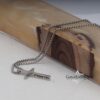 3D Cross Pendant Necklace Stainless Steel — styled shot, handmade in Israel