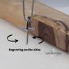 3D Cross Pendant Necklace Stainless Steel — staged view, handmade in Israel