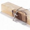 3D Cross Pendant Necklace Stainless Steel — warm-tone styled, handmade in Israel