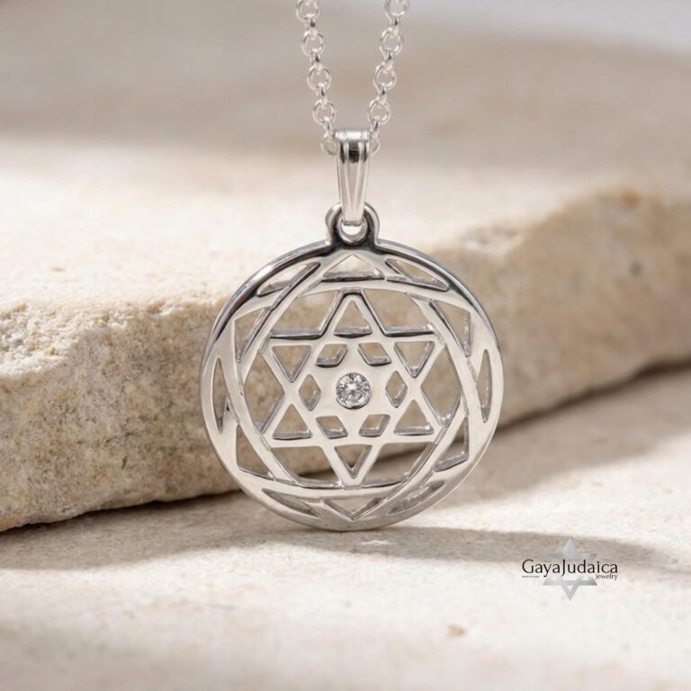 Custom Star of David Birthstone Pendant — view 1