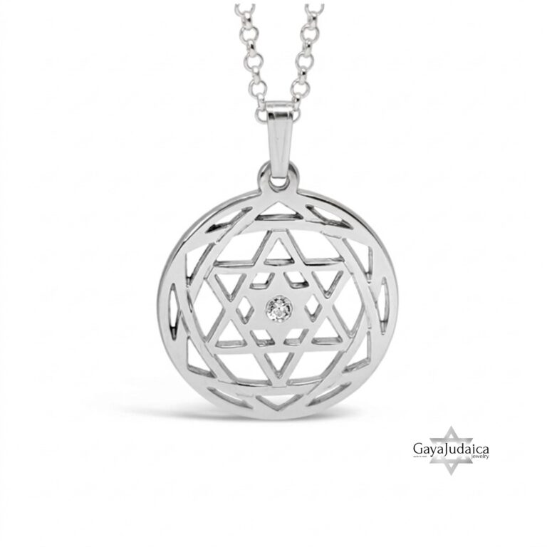 Custom Star of David Birthstone Pendant — view 2