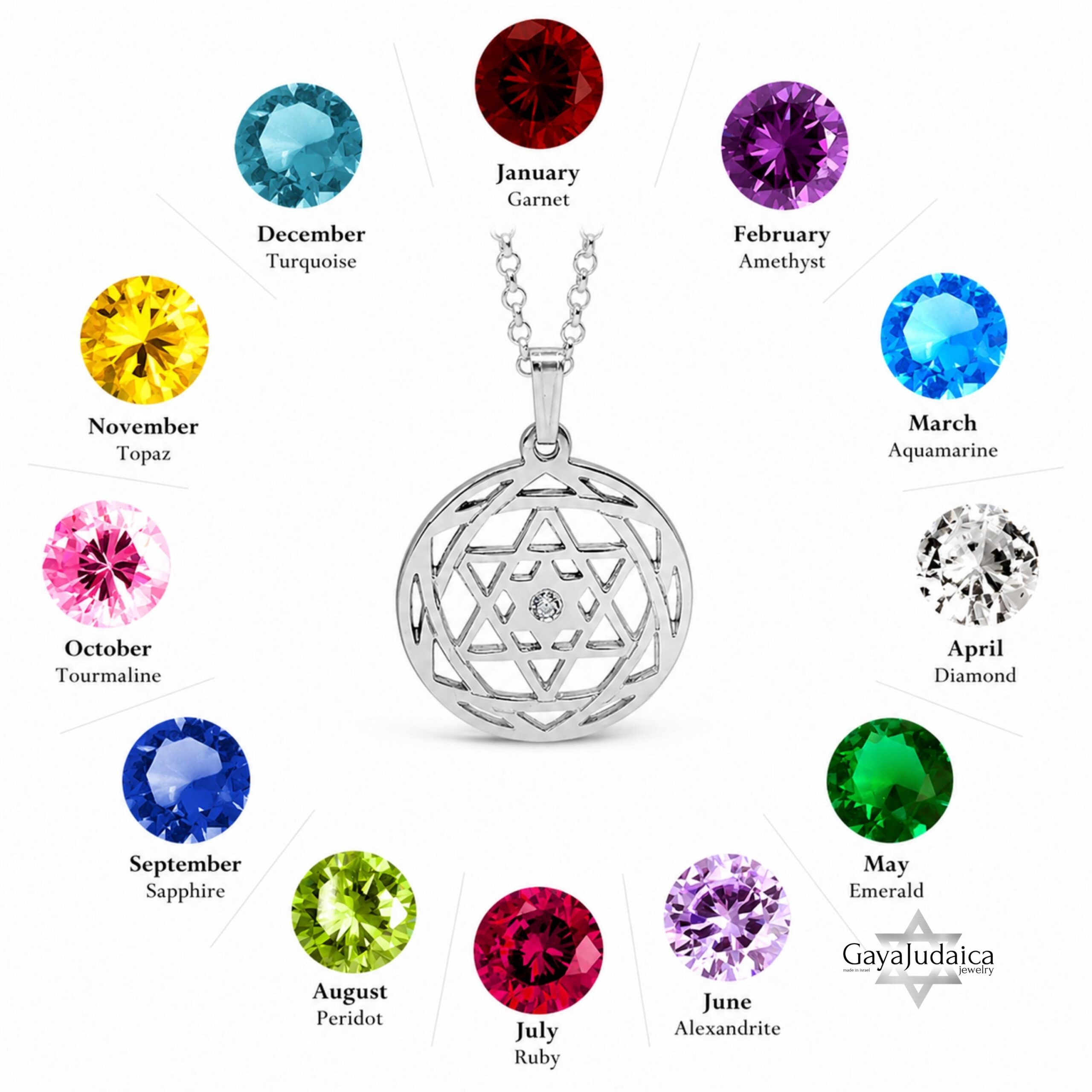 Custom Star of David Birthstone Pendant — Personalized Israeli Necklace Custom Star of David Birthstone Pendant — Personalized Israeli Necklace