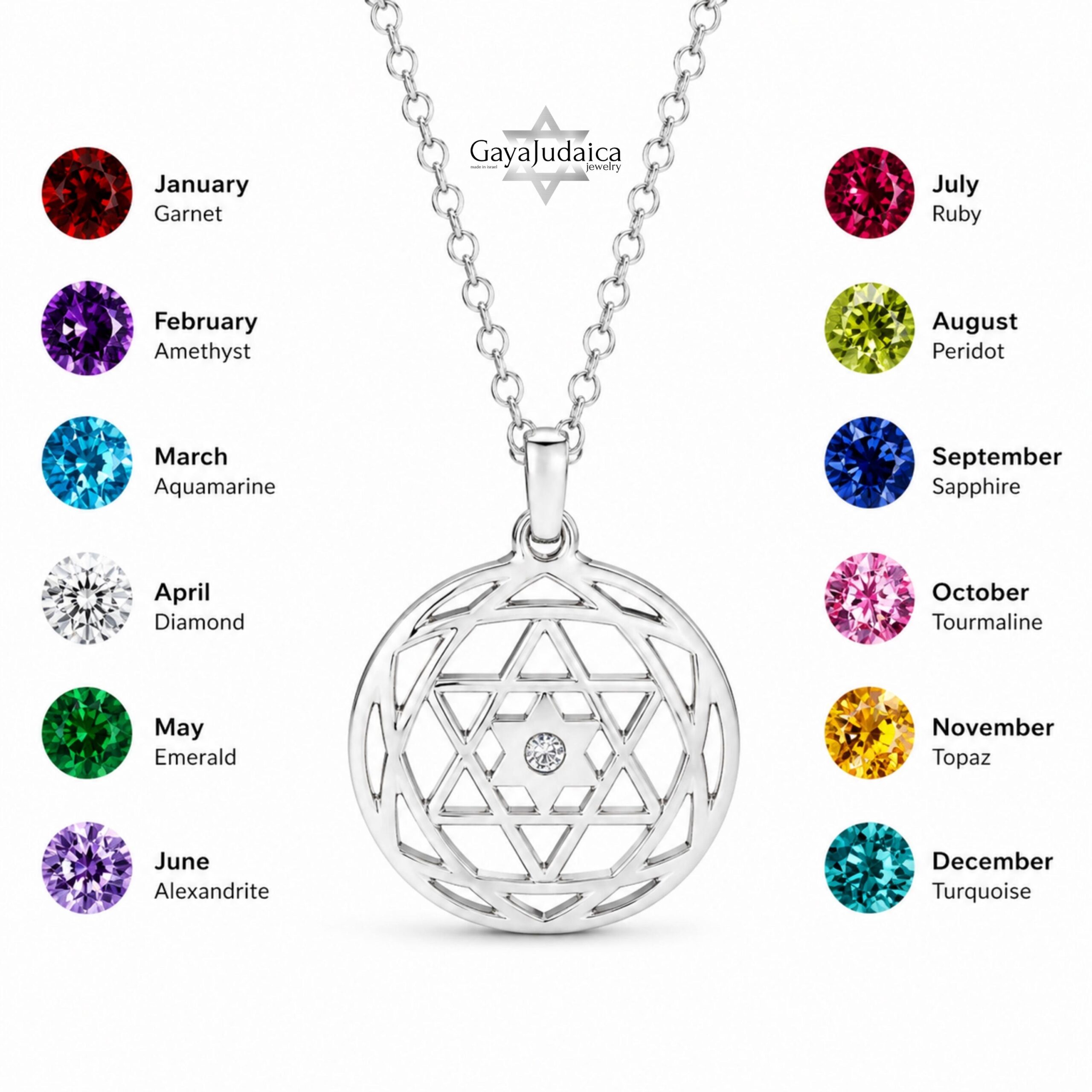 Custom Star of David Birthstone Pendant — Personalized Israeli Necklace Custom Star of David Birthstone Pendant — Personalized Israeli Necklace