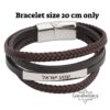 Braided Leather Bracelet with Hebrew Engraving — detail view, handmade in Israel