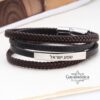 Braided Leather Bracelet with Hebrew Engraving — close-up, handmade in Israel