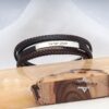 Braided Leather Bracelet with Hebrew Engraving — alternate angle, handmade in Israel