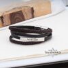 Braided Leather Bracelet with Hebrew Engraving — styled lifestyle, handmade in Israel