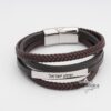 Braided Leather Bracelet with Hebrew Engraving — three finishes side by side, handmade in Israel