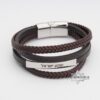 Braided Leather Bracelet with Hebrew Engraving — additional angle, handmade in Israel