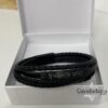 Personalized Braided Leather Bracelet for Men Engraved — detail view, handmade in Israel