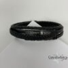 Personalized Braided Leather Bracelet for Men Engraved — close-up, handmade in Israel