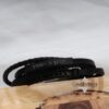 Personalized Braided Leather Bracelet for Men Engraved — three finishes side by side, handmade in Israel