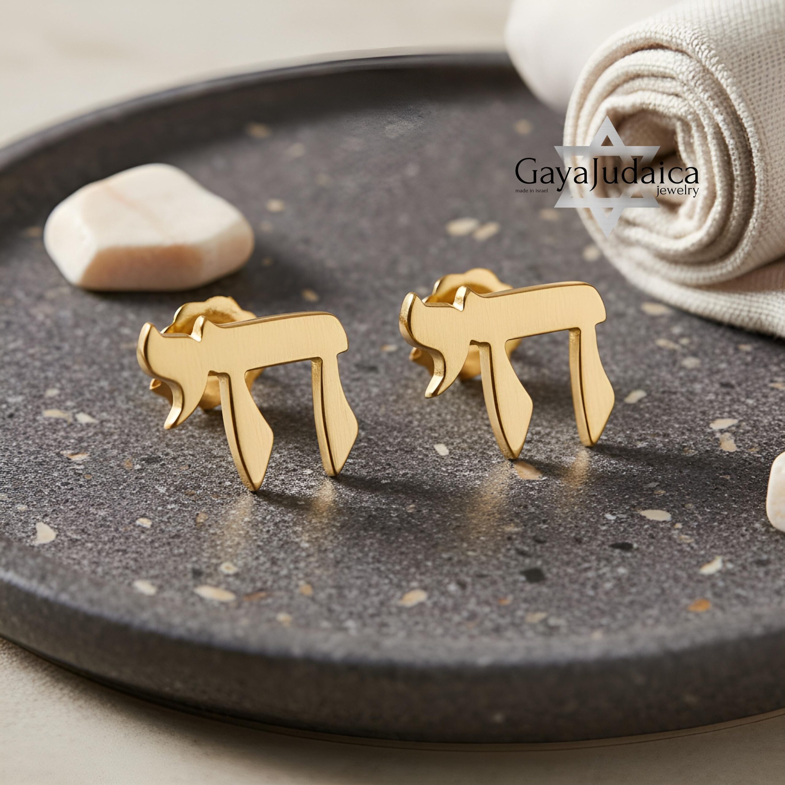 Hebrew Chai Stud Earrings — Sterling Silver, 24K Gold or Rose Gold Hebrew Chai Stud Earrings — Sterling Silver, 24K Gold or Rose Gold