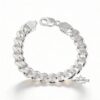 Chunky Sterling Silver Cuban Bracelet Mens — detail view, handmade in Israel