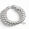 Chunky Sterling Silver Cuban Bracelet Mens — close-up, handmade in Israel