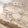 Couple Roman Numeral Cuff Bangle Set of Two — styled shot, handmade in Israel