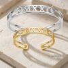 Couple Roman Numeral Cuff Bangle Set of Two — warm-tone styled, handmade in Israel