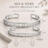Couple Roman Numeral Cuff Bangle Set of Two — gift box presentation, handmade in Israel