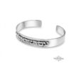 Personalized Sterling Silver Cuff Bracelet Hebrew Verse — close-up, handmade in Israel