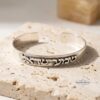 Personalized Sterling Silver Cuff Bracelet Hebrew Verse — gift box presentation, handmade in Israel
