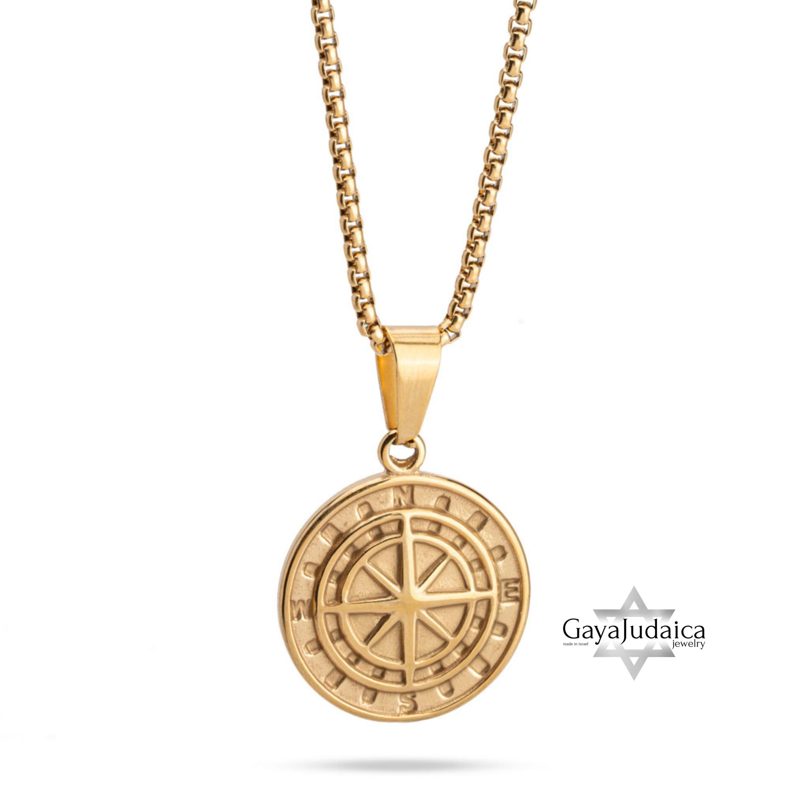 Custom Compass Necklace — Engraved Stainless Steel Pendant, Silver or Gold Custom Compass Necklace — Engraved Stainless Steel Pendant, Silver or Gold